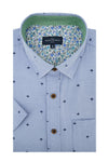 Calgary Maple Leaf Print Short Sleeve Shirt in Blue