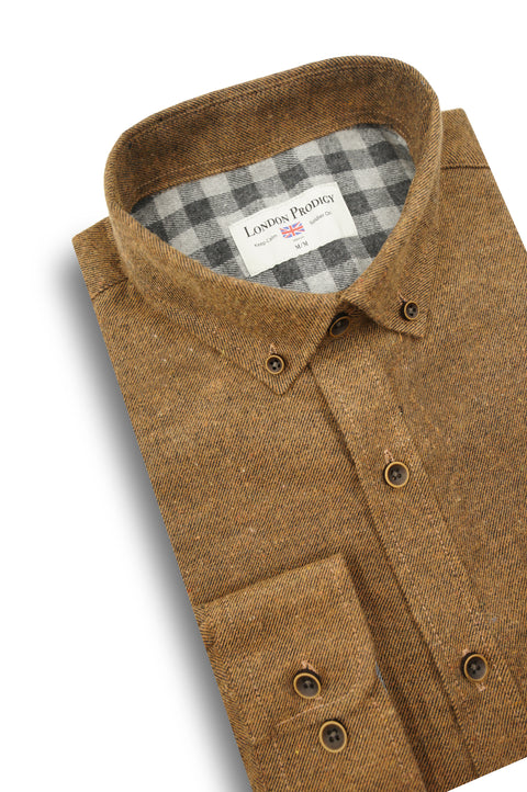 Mahee Brushed Diagonal Twill Shirt in Toffee