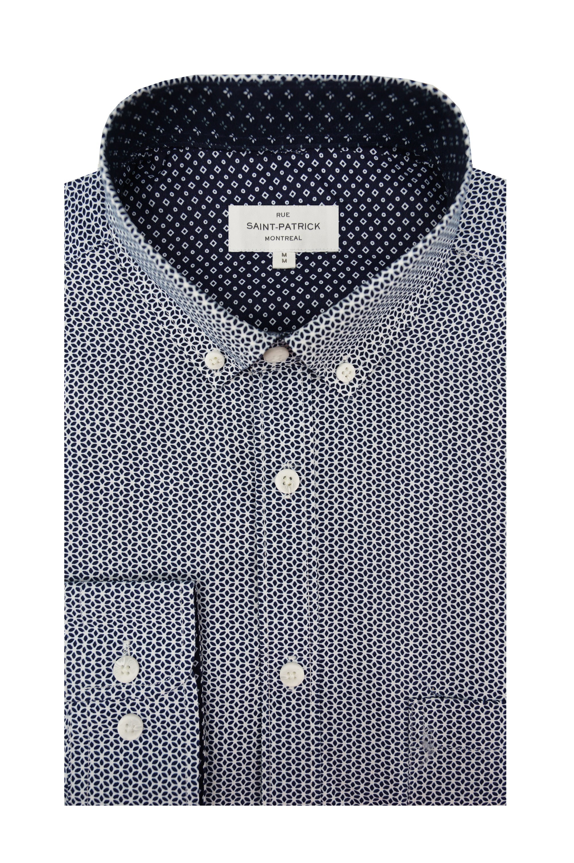 Chemise Metz en bleu marine et blanc