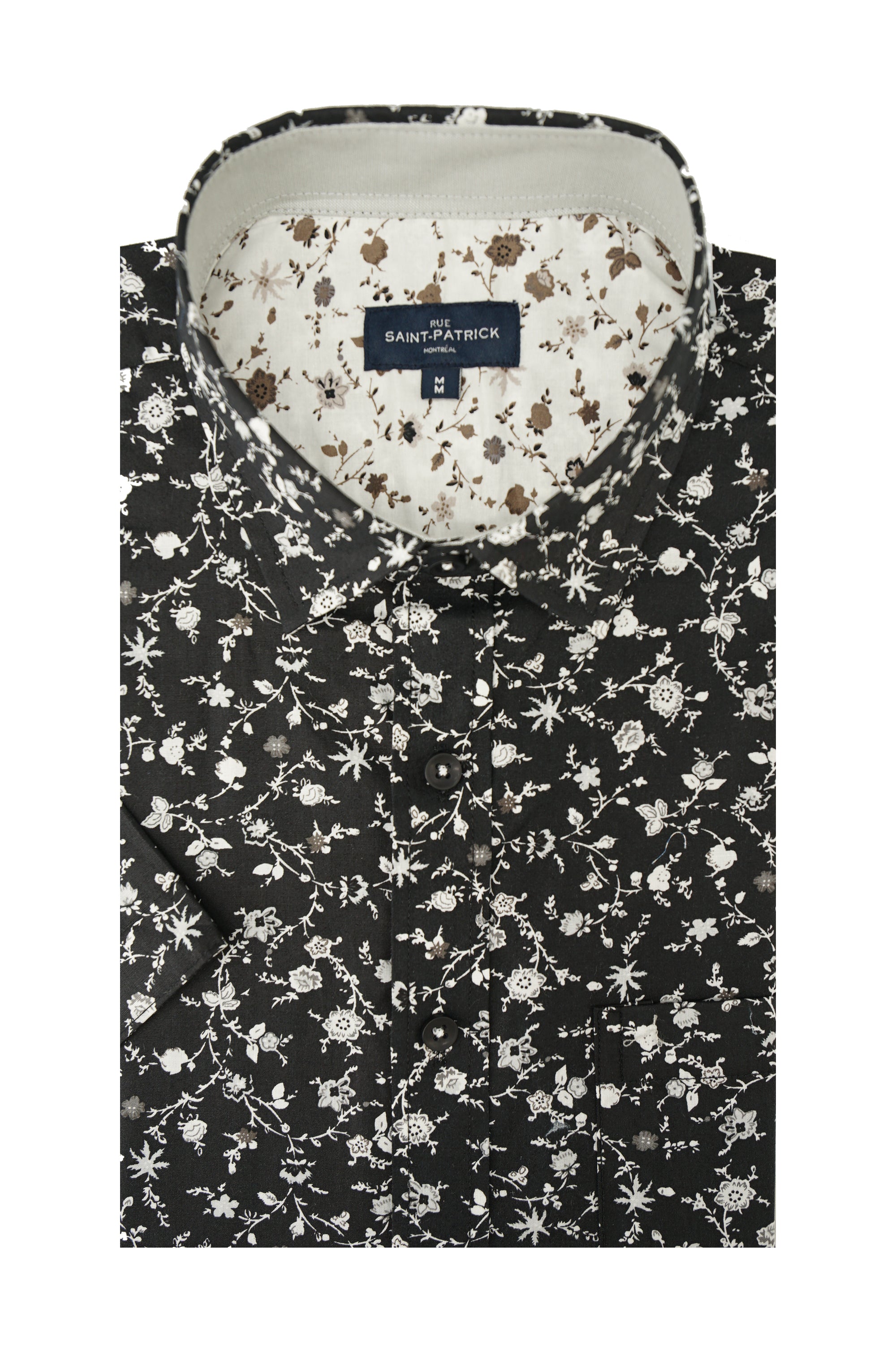 Antigua Floral Short Sleeve Shirt in Black and White – Rue Saint-Patrick