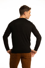 V-Neck Merino Wool Sweater in Black