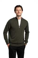 Zip Mock neck Sweater in London Green