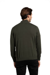 Zip Mock neck Sweater in London Green