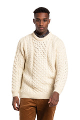 Worsted Wool Crewneck Sweater In Ecru
