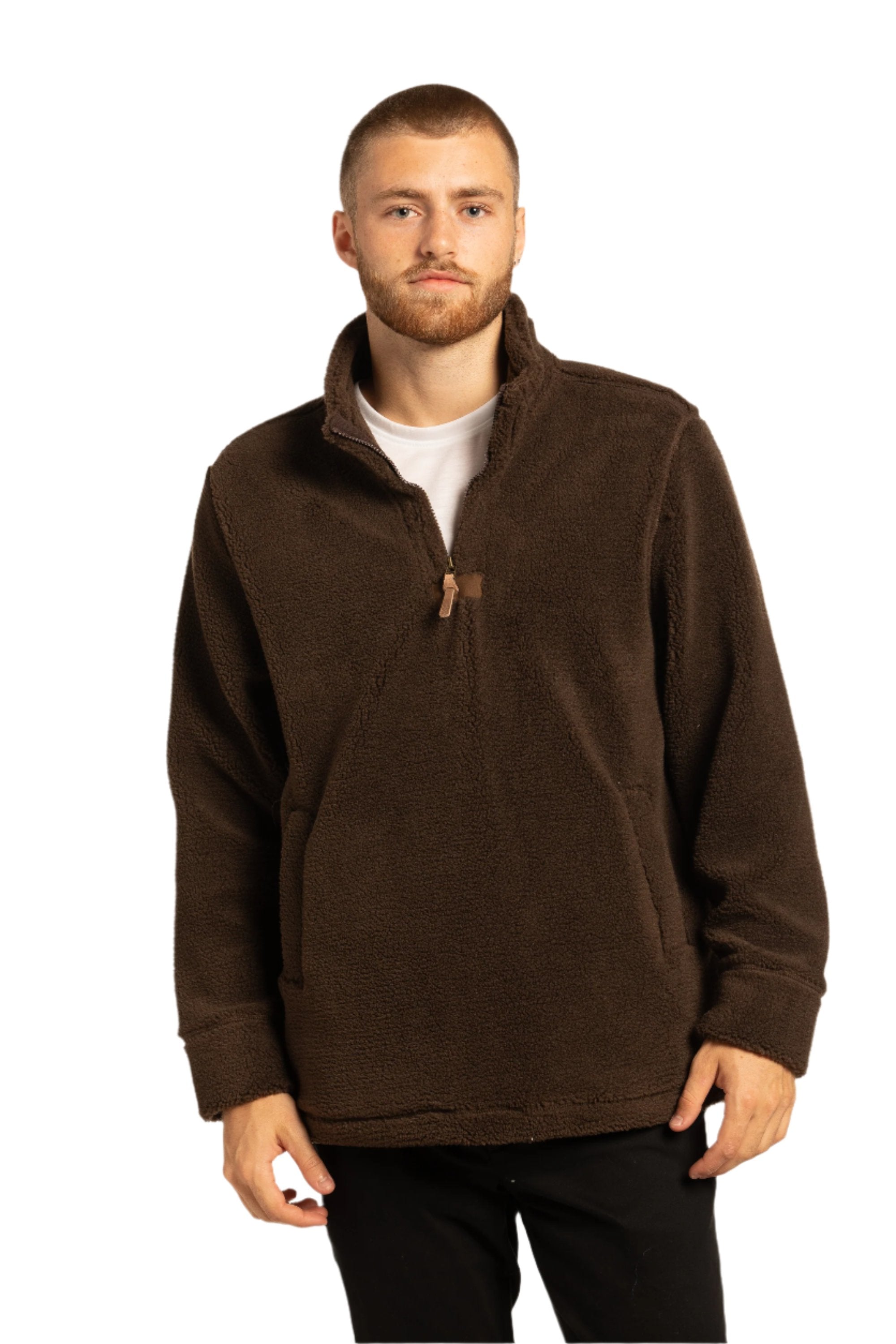 Newtownards 1/4 TopFleece Pullover in Mocha Brown
