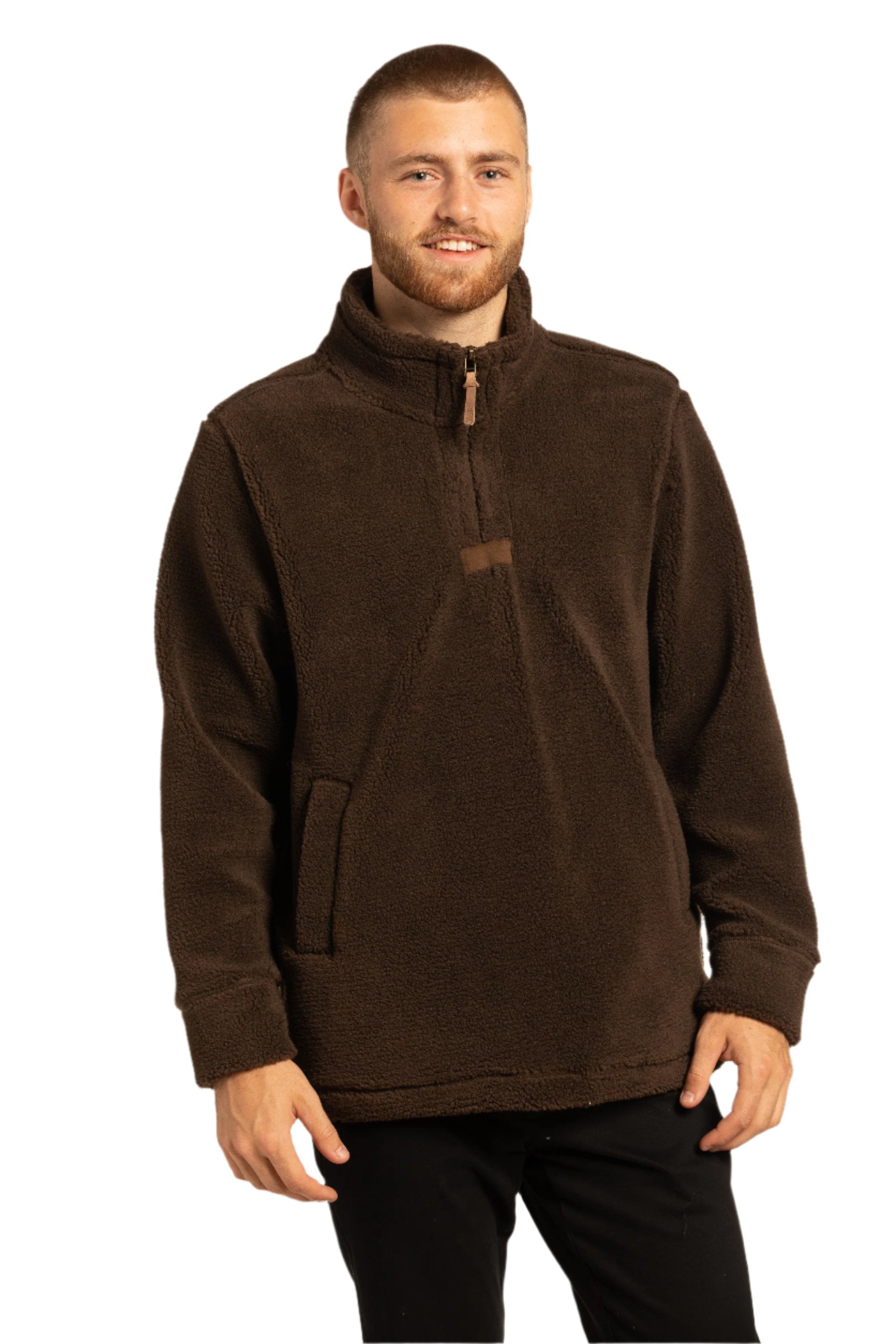 Newtownards 1/4 TopFleece Pullover in Mocha Brown