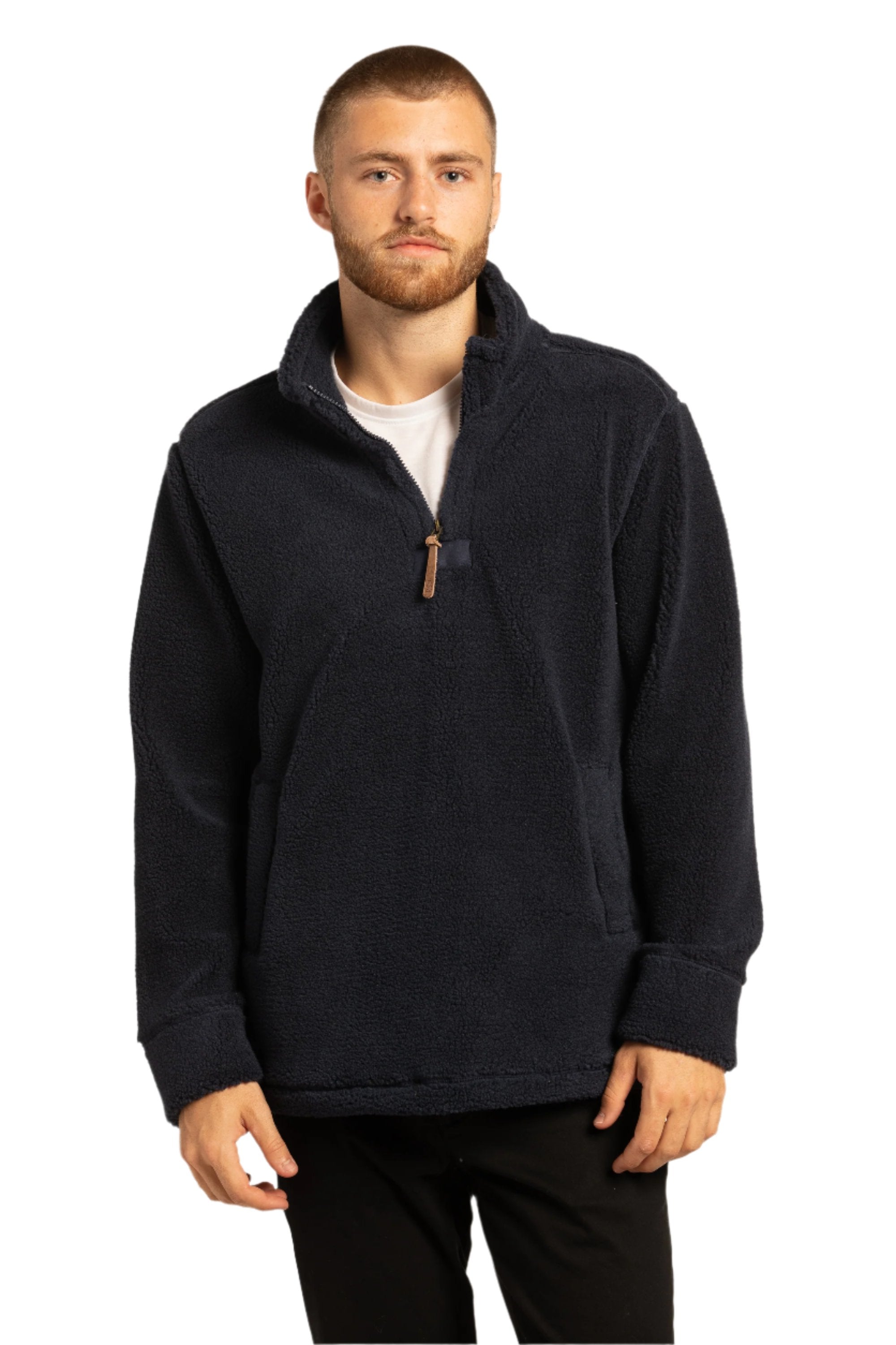 Pull polaire ECO à col 1/4 Newtownards en bleu marine