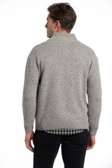 Donegal Blend Zip Neck Sweater - Stone Grey