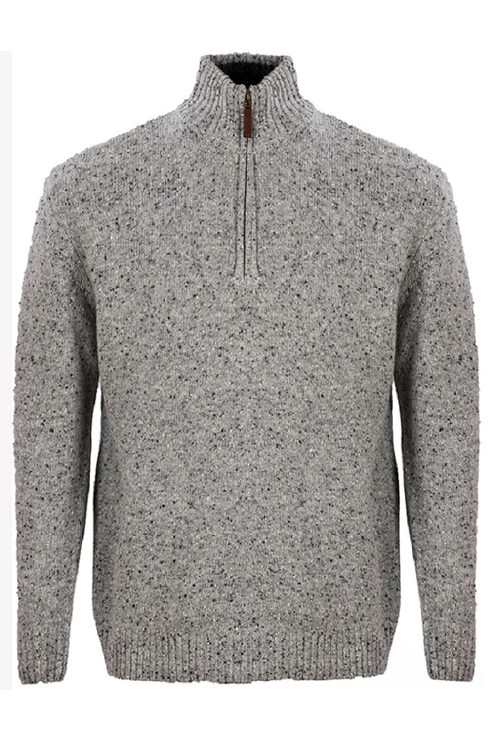 Donegal Blend Zip Neck Sweater - Stone Grey