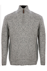 Donegal Blend Zip Neck Sweater - Stone Grey
