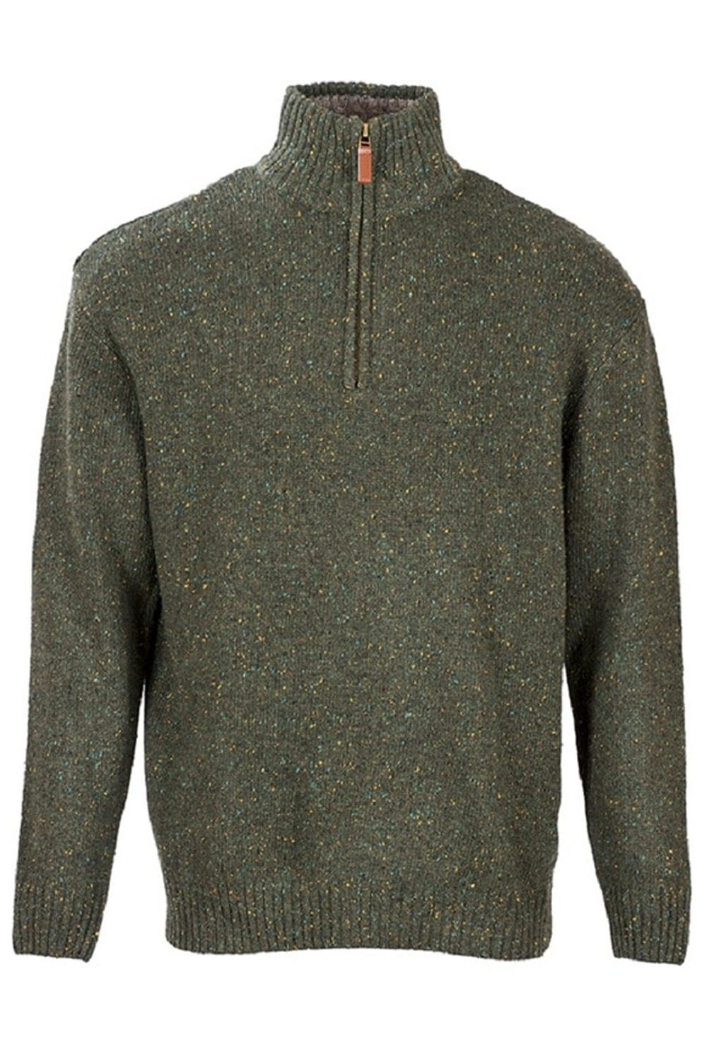 Pull à col zippé en mélange de laine Dongal en vert forêt