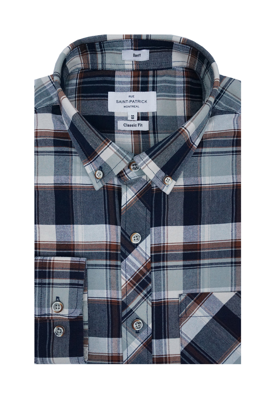 Chemise Oxford classique à carreaux Banff – Navy-Ecru Check