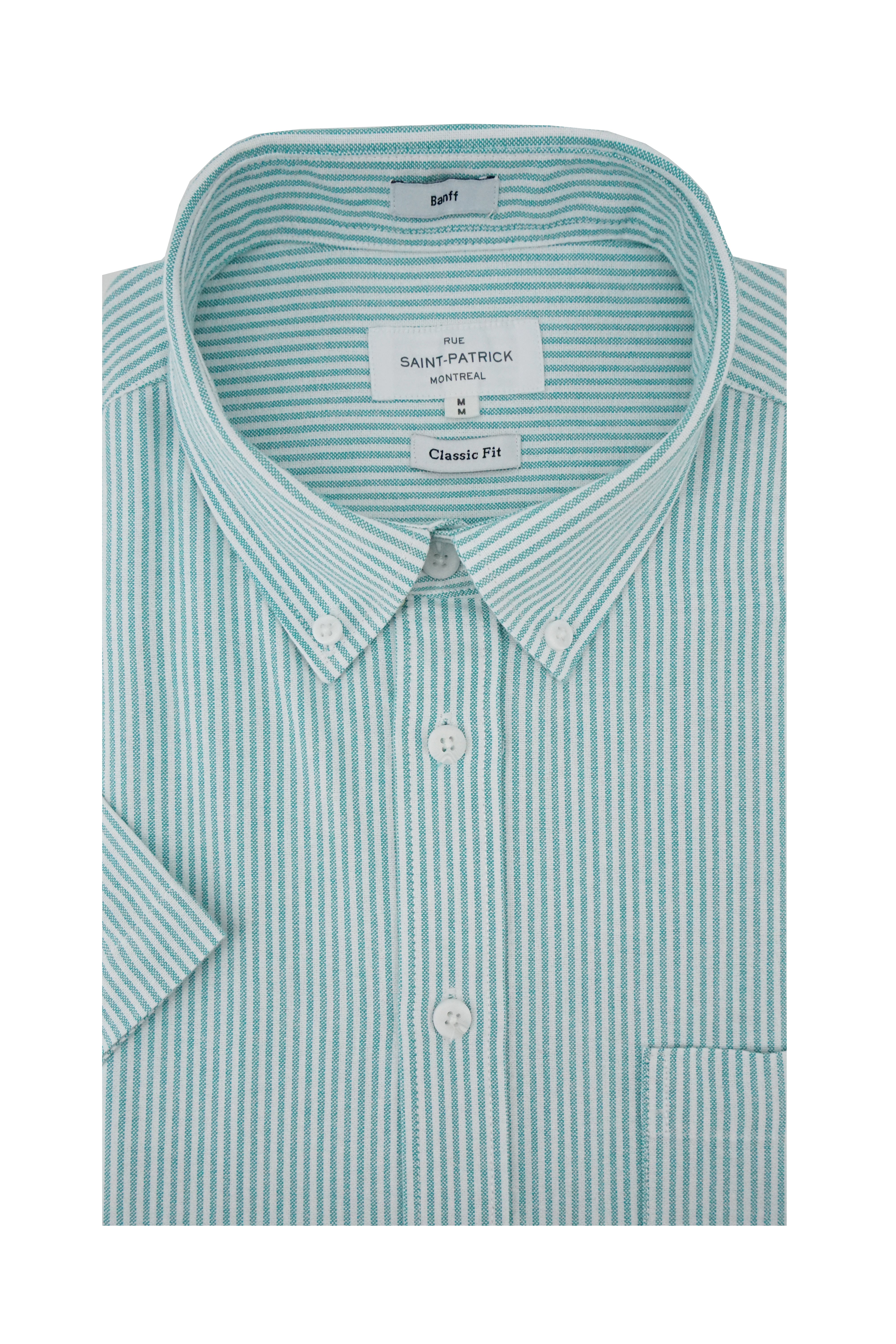 Chemise Oxford à fines rayures Banff, manches courtes, coupe classique