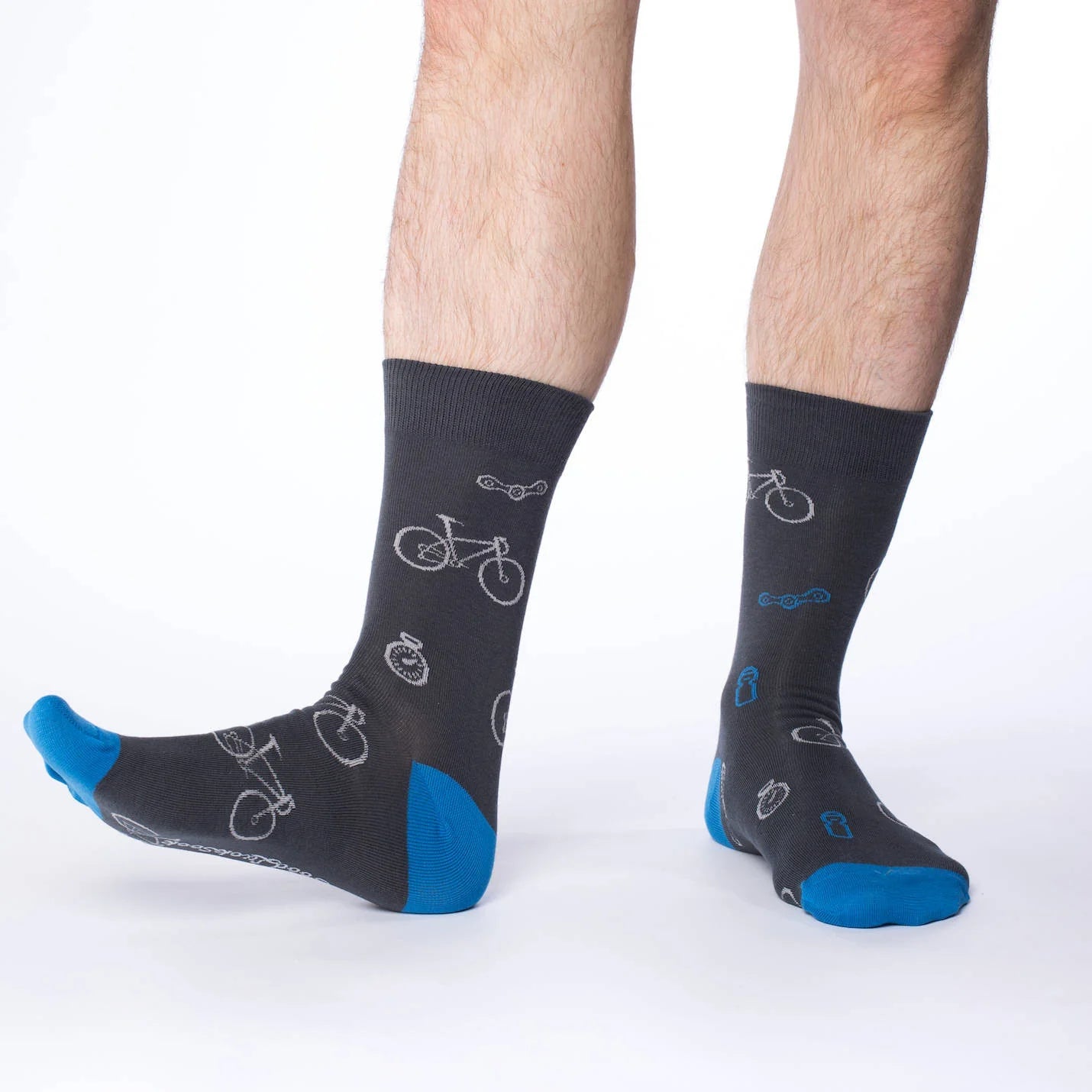 Chaussettes de vélo grises et bleues
