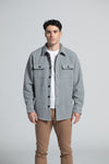 Dublin Herringbone Wool Blend Men's Shacket in Light Grey