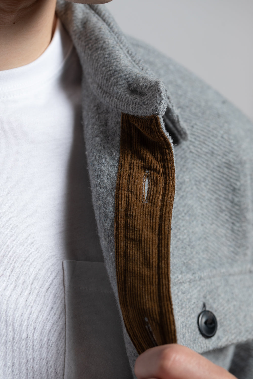 Dublin Herringbone Wool Blend Men's Shacket in Light Grey