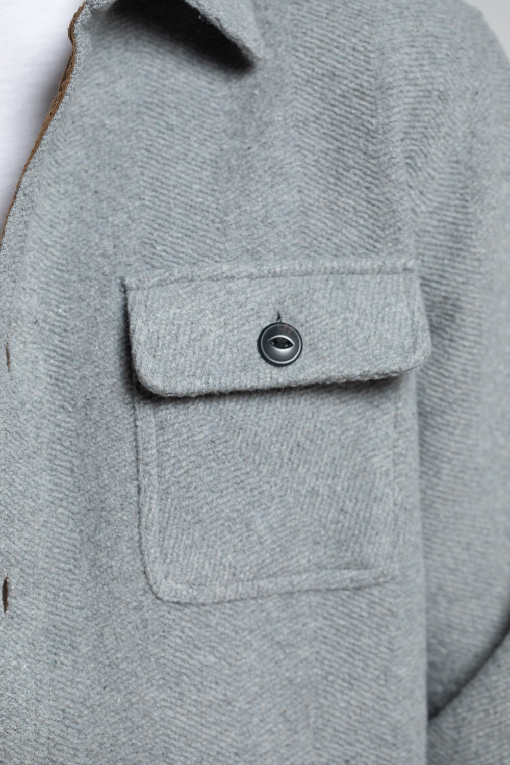 Dublin Herringbone Wool Blend Men's Shacket in Light Grey