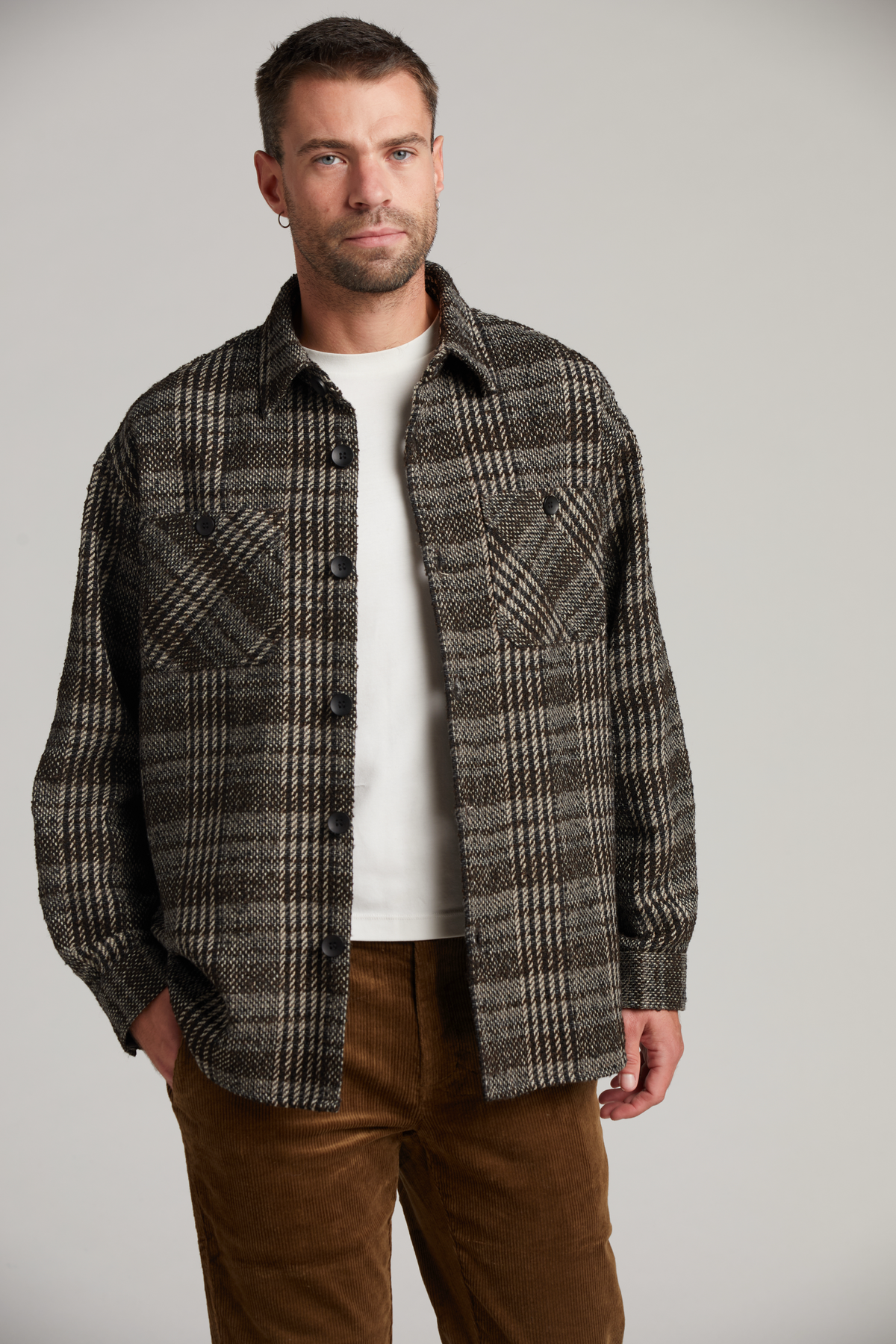 Sudbury Plaid Overshirt in Coal