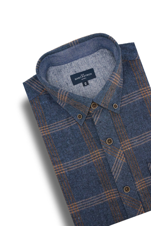 Ballynahinch Flannel Shirt in Navy and Ginger