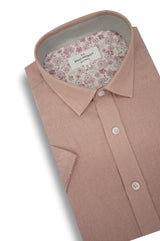 Wrexham Linen Blend Short Sleeve Shirt in Dusty Pink