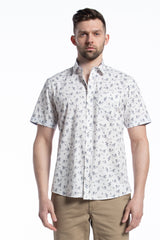 Chemise hawaïenne à manches courtes en blanc