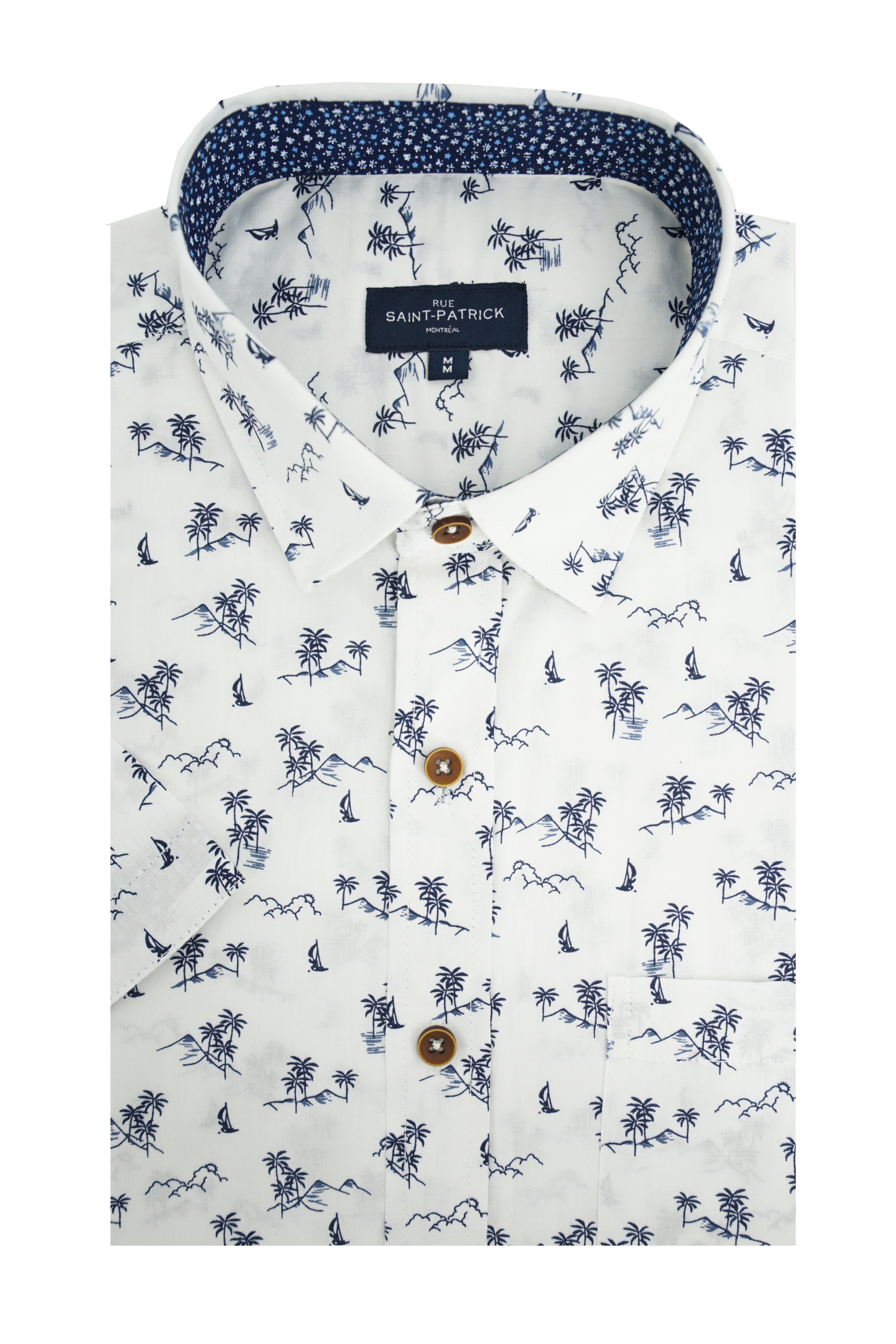 Chemise hawaïenne à manches courtes en blanc