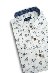 Chemise hawaïenne à manches courtes en blanc