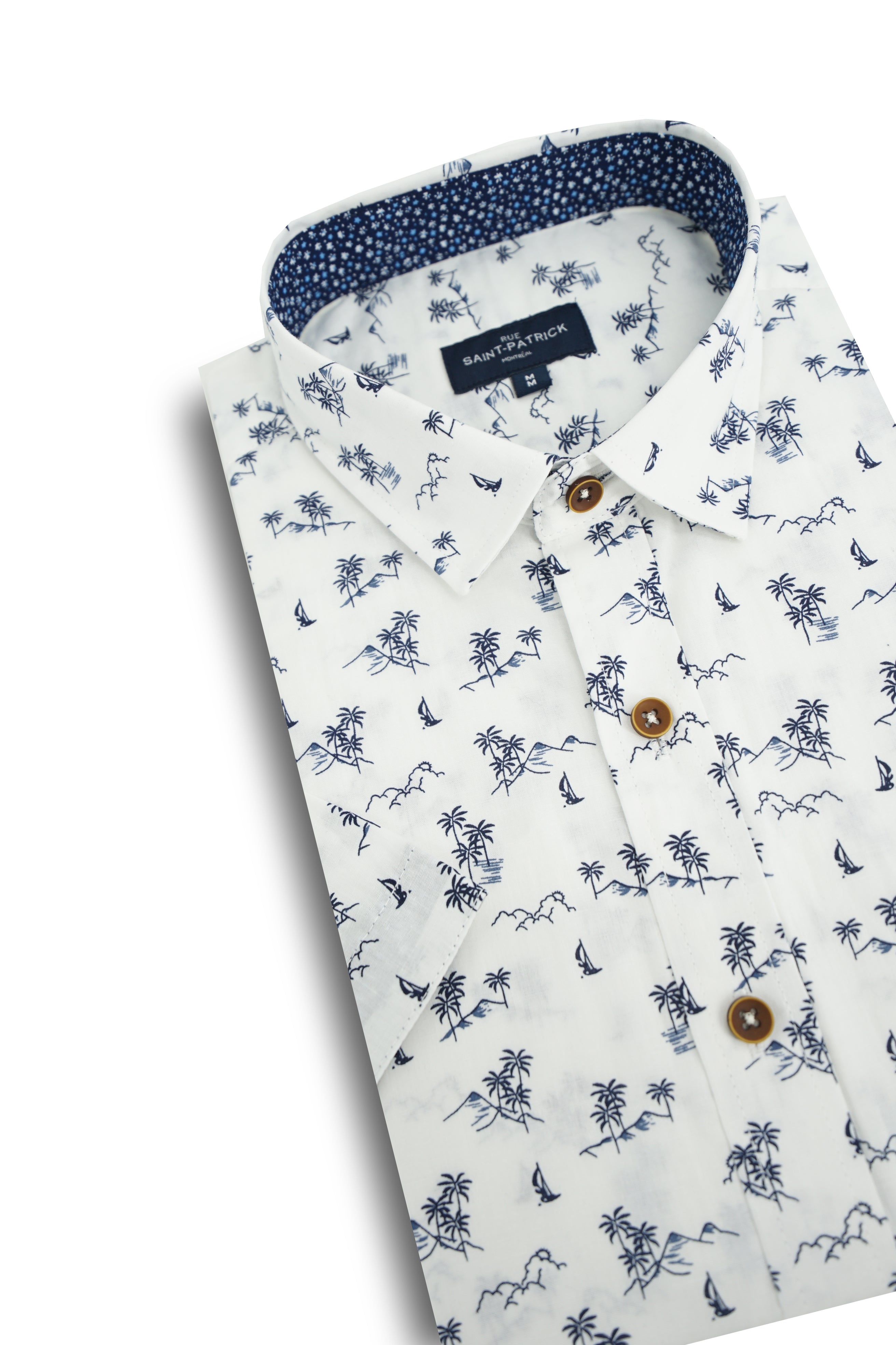 Chemise hawaïenne à manches courtes en blanc