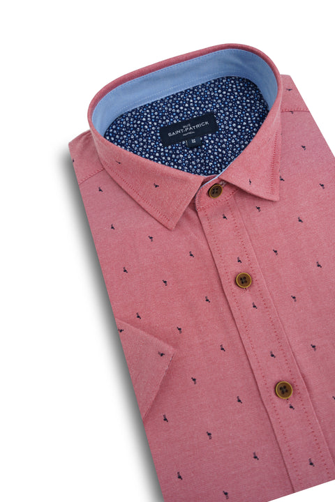Cusco Flamingo Short Sleeve Shirt in Apple Red