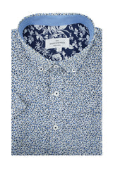 Chemise en popeline Drumglass en blanc et bleu pierre de lune