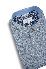 Chemise en popeline Drumglass en blanc et bleu pierre de lune