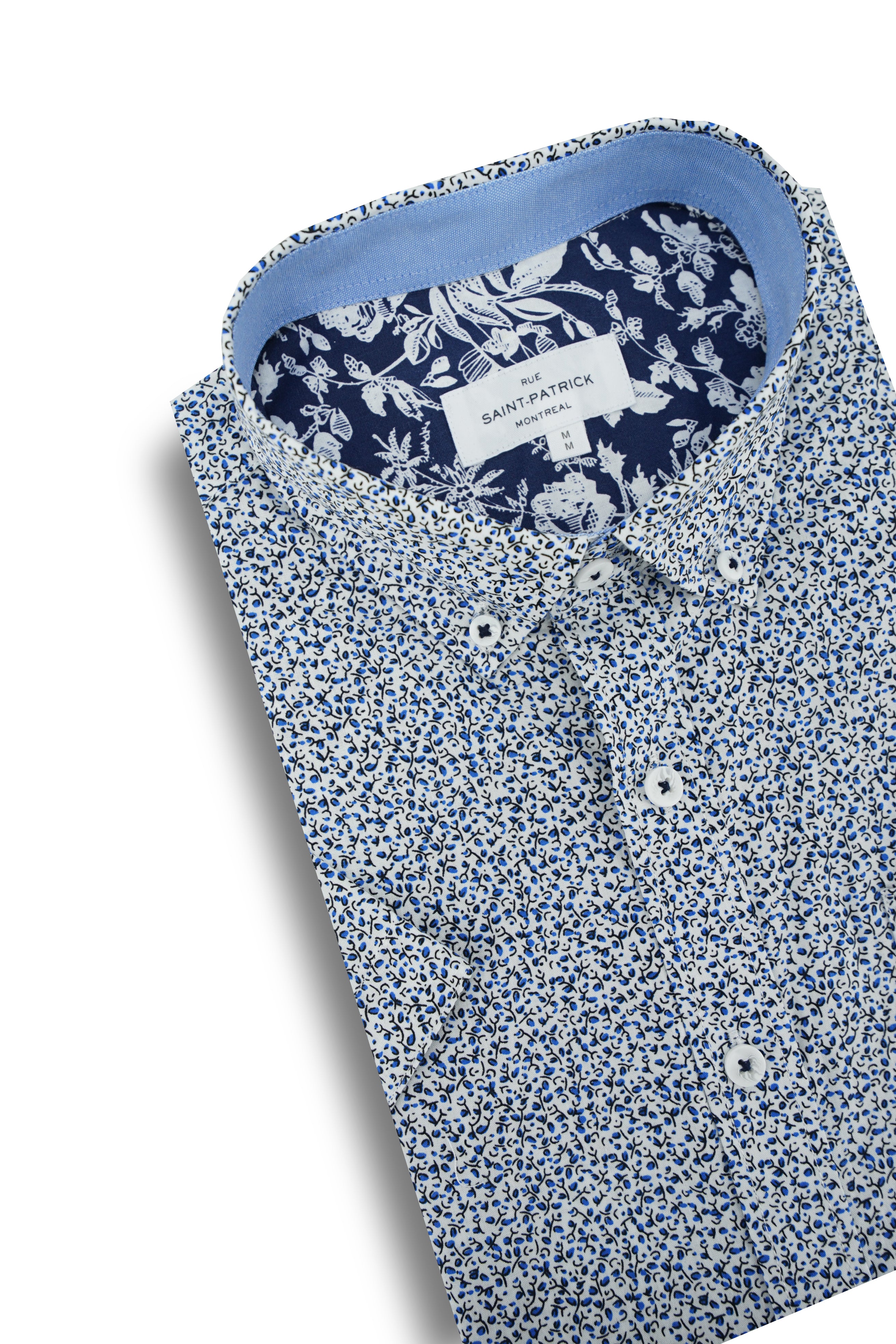 Chemise en popeline Drumglass en blanc et bleu pierre de lune
