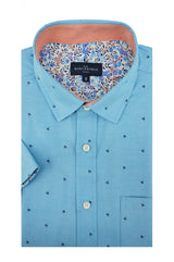 Chemise à manches courtes facile d'entretien Drumhome en bleu papillon