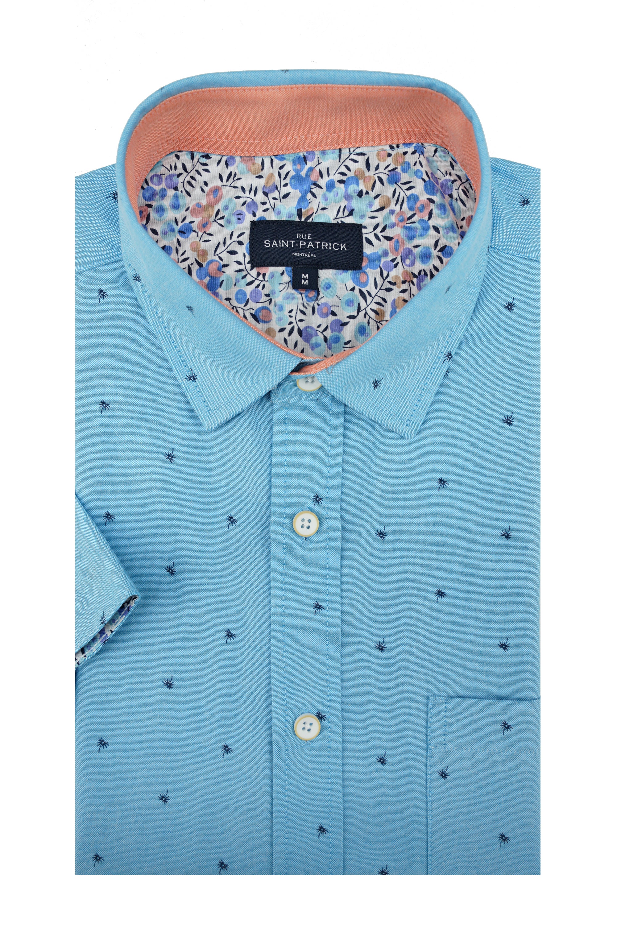 Chemise à manches courtes facile d'entretien Drumhome en bleu papillon