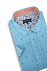 Chemise à manches courtes facile d'entretien Drumhome en bleu papillon