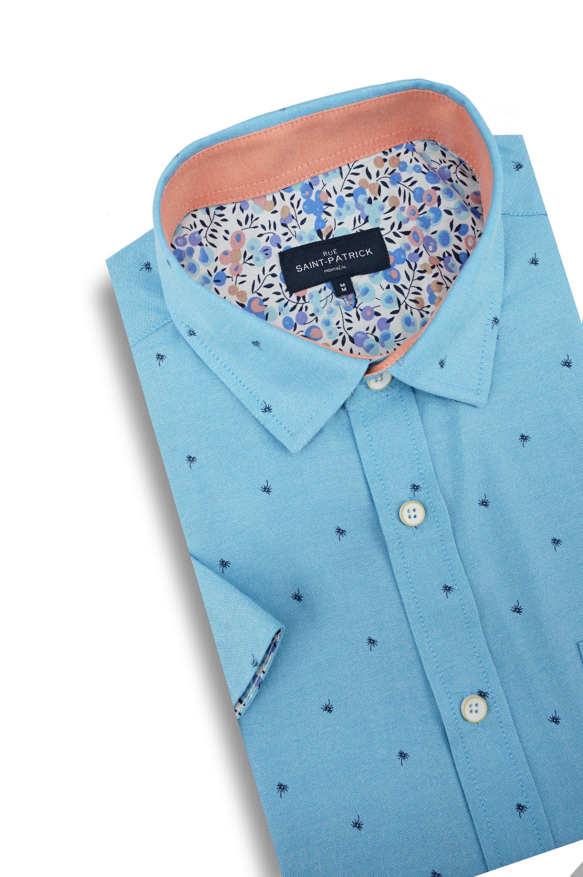 Chemise à manches courtes facile d'entretien Drumhome en bleu papillon