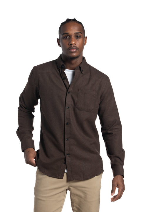 Helsinki Brushed Diagonal Twill Shirt in Espresso