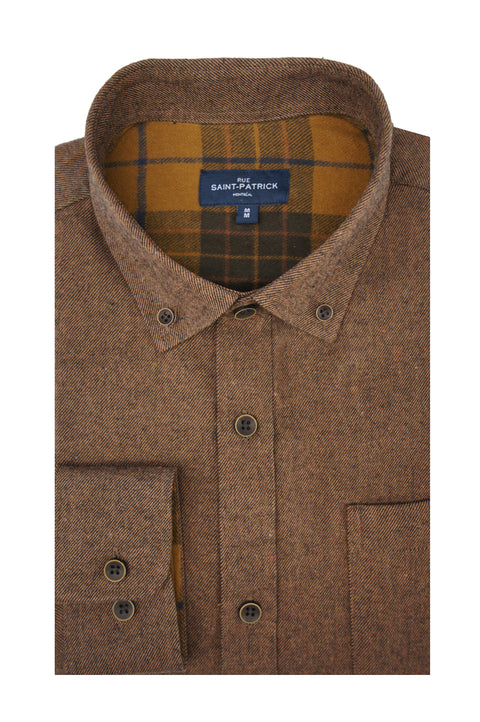 Oslo Brushed Diagonal Twill Shirt in Bison