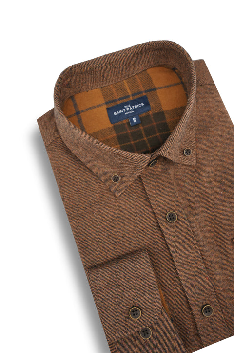 Oslo Brushed Diagonal Twill Shirt in Bison