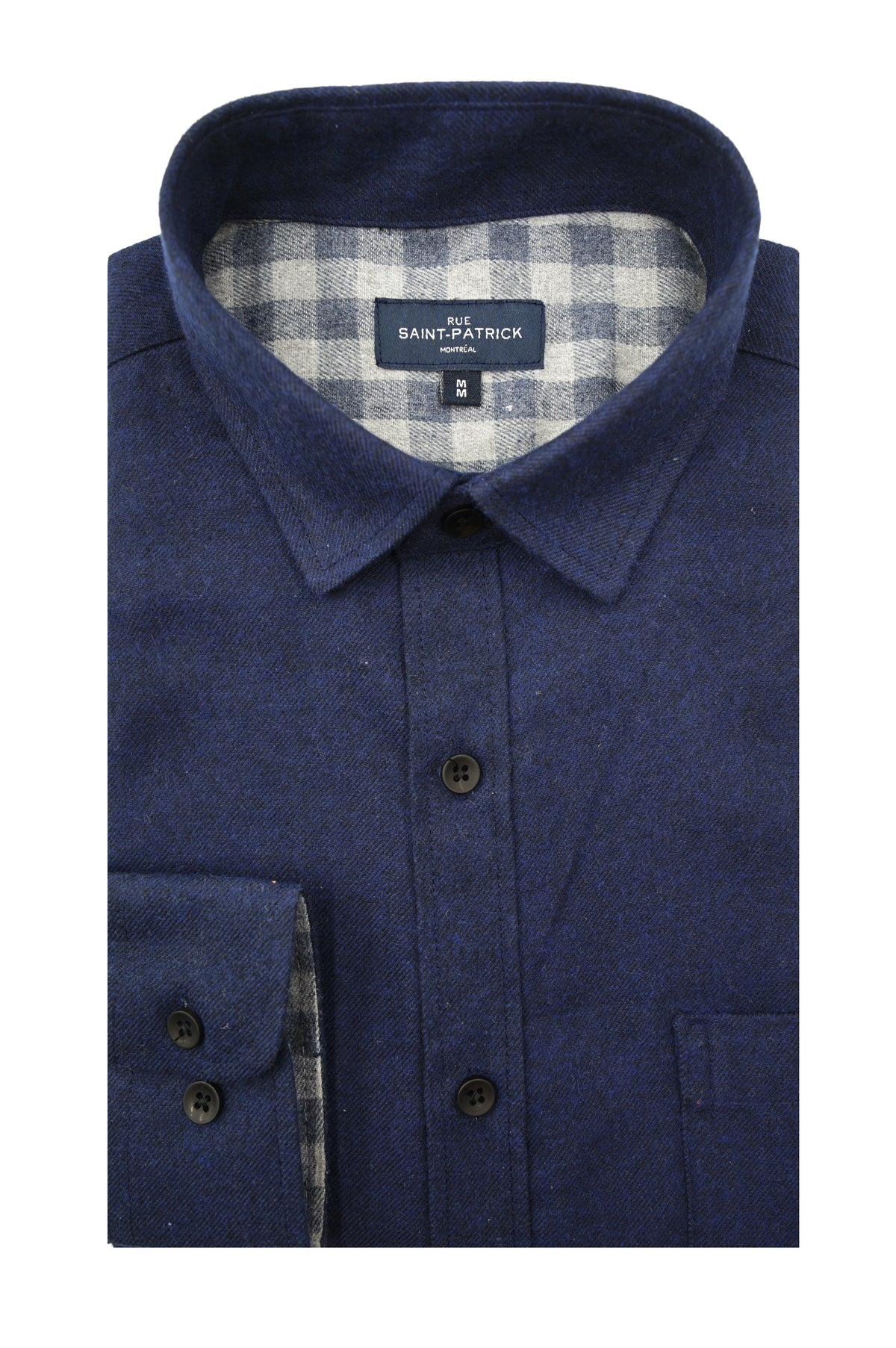 Greenan Brushed Diagonal Twill Shirt in Navy