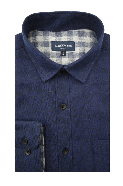 Greenan Brushed Diagonal Twill Shirt in Navy