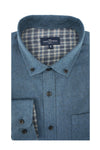Chemise en sergé brossé en diagonale Winterthur en bleu Airforce