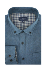 Chemise en sergé brossé en diagonale Winterthur en bleu Airforce