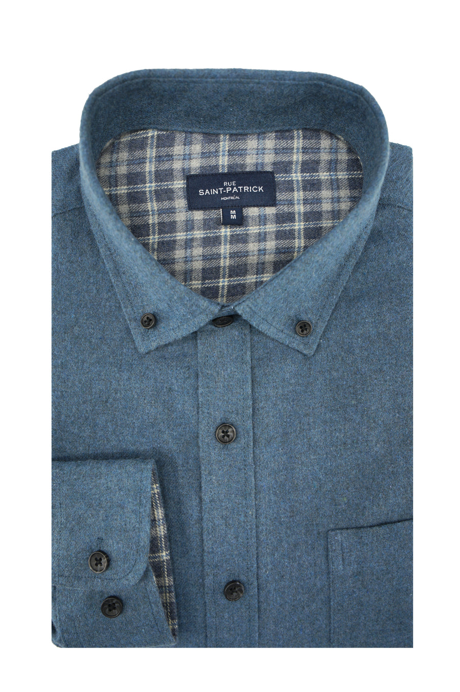 Chemise en sergé brossé en diagonale Winterthur en bleu Airforce