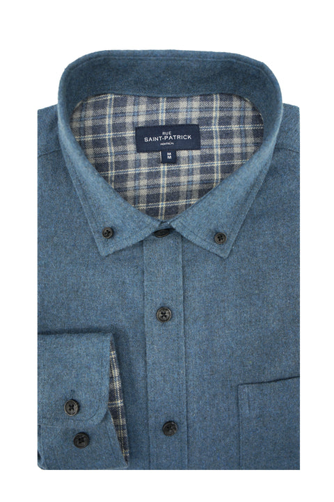 Winterthur Brushed Diagonal Twill Shirt in Airforce Blue
