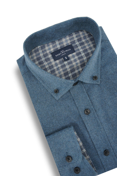 Winterthur Brushed Diagonal Twill Shirt in Airforce Blue
