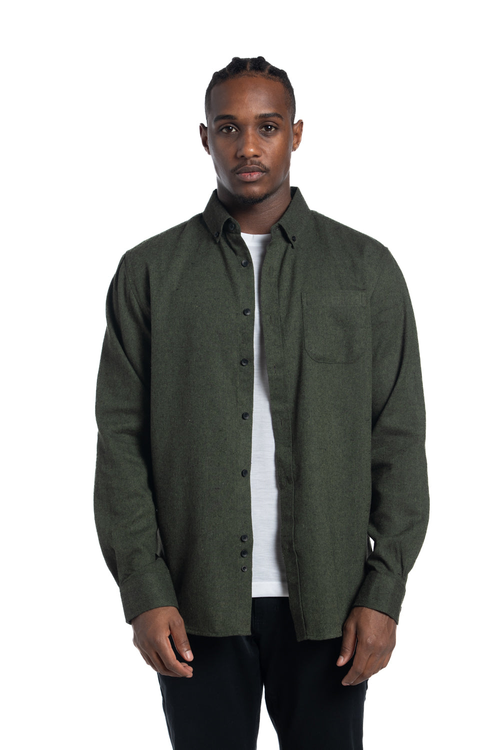 Chemise en sergé brossé diagonal Zurich en mousse foncée