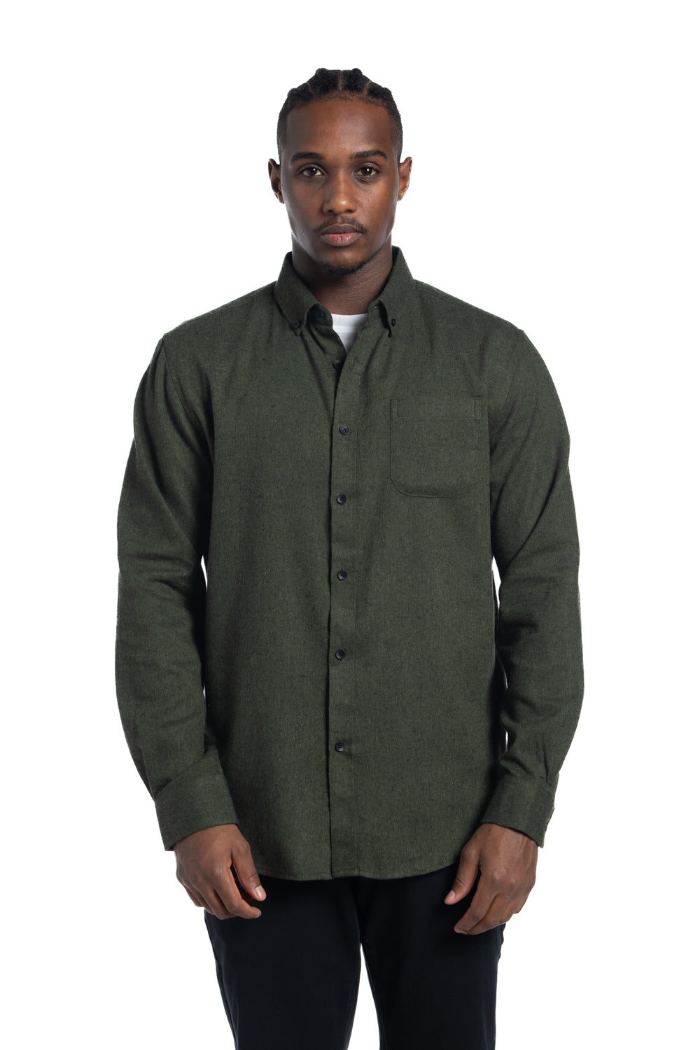 Chemise en sergé brossé diagonal Zurich en mousse foncée