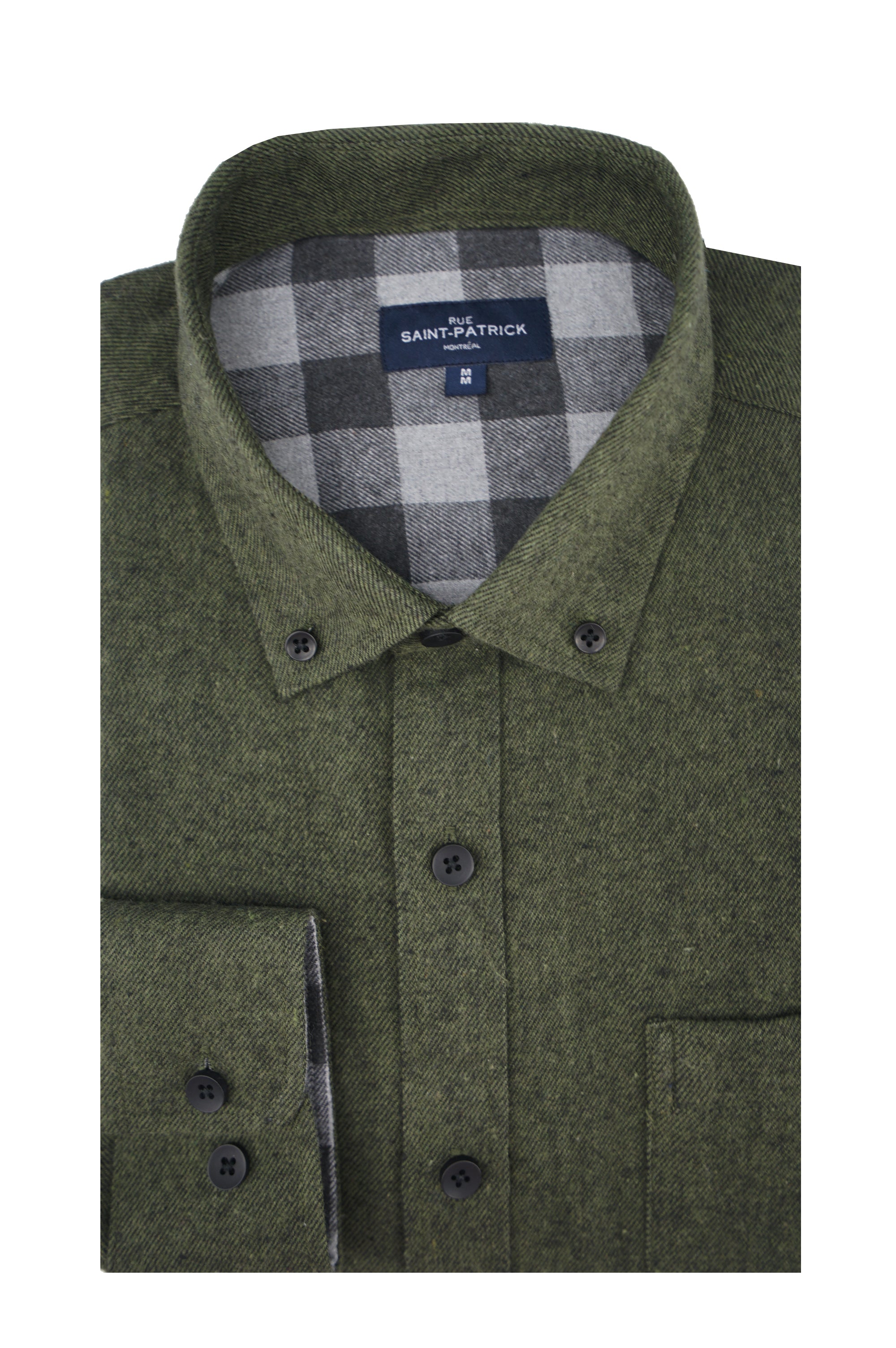 Zurich Brushed Diagonal Twill Shirt in Dark Moss