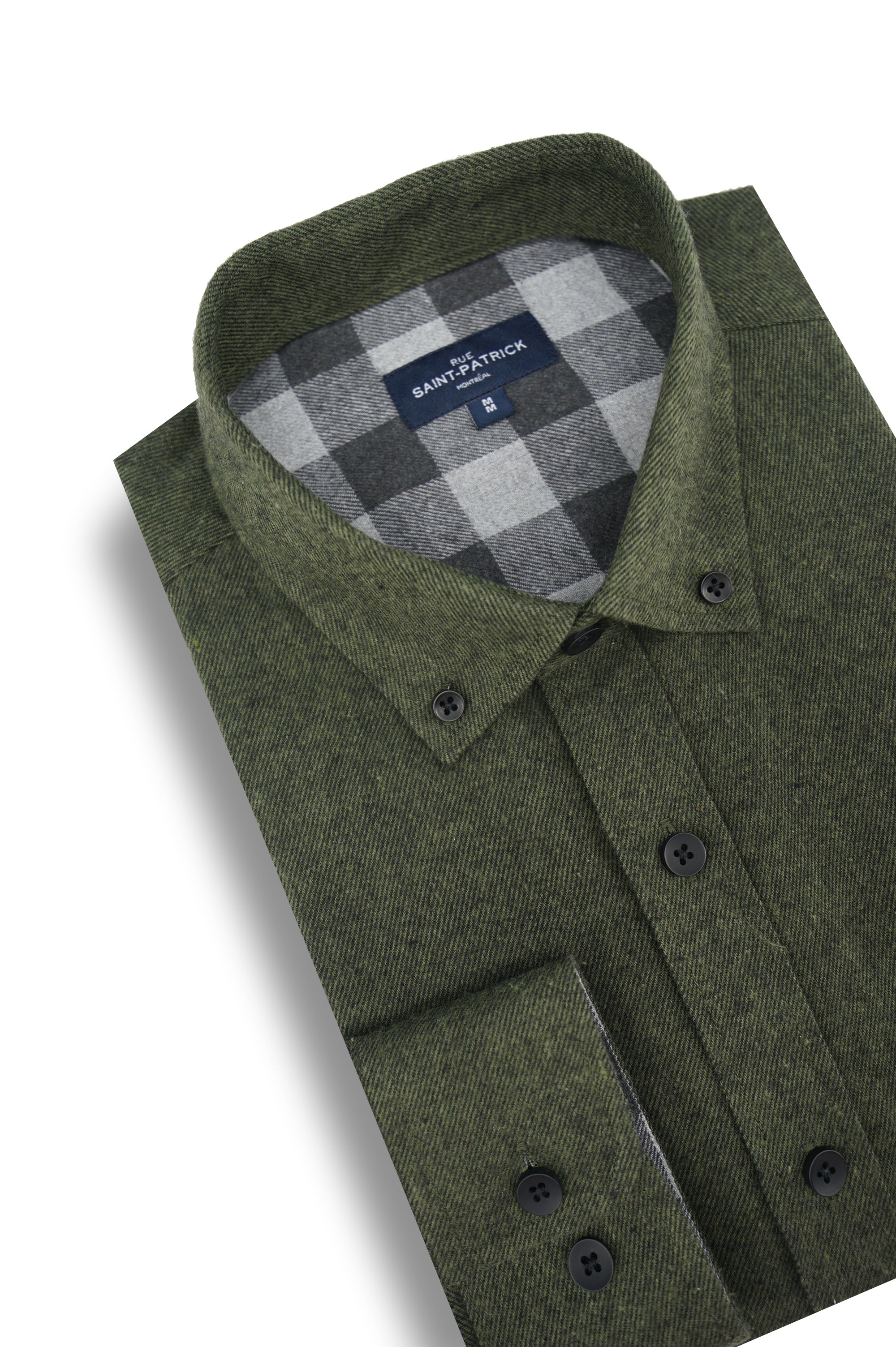 Zurich Brushed Diagonal Twill Shirt in Dark Moss